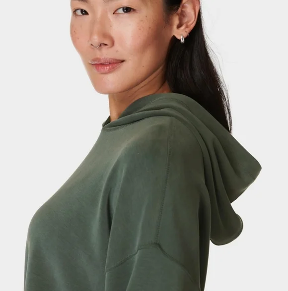 Sweaty Betty Women's Sand Wash Cloudweight Crop Hoodie Sz Small New! - Picture 3 of 6